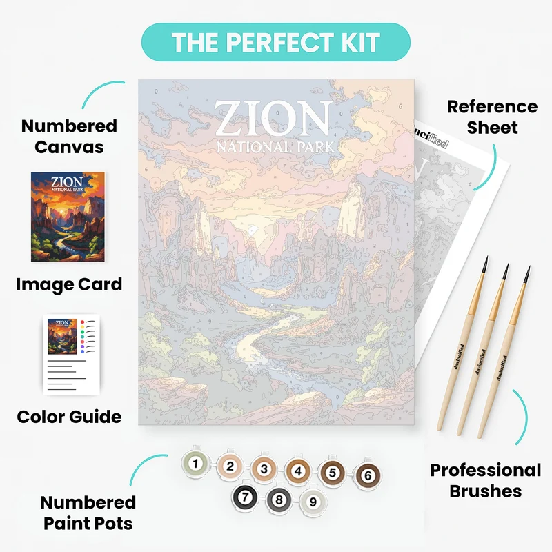 Zion National Part at Valley Sunset - Paint by Numbers Kit