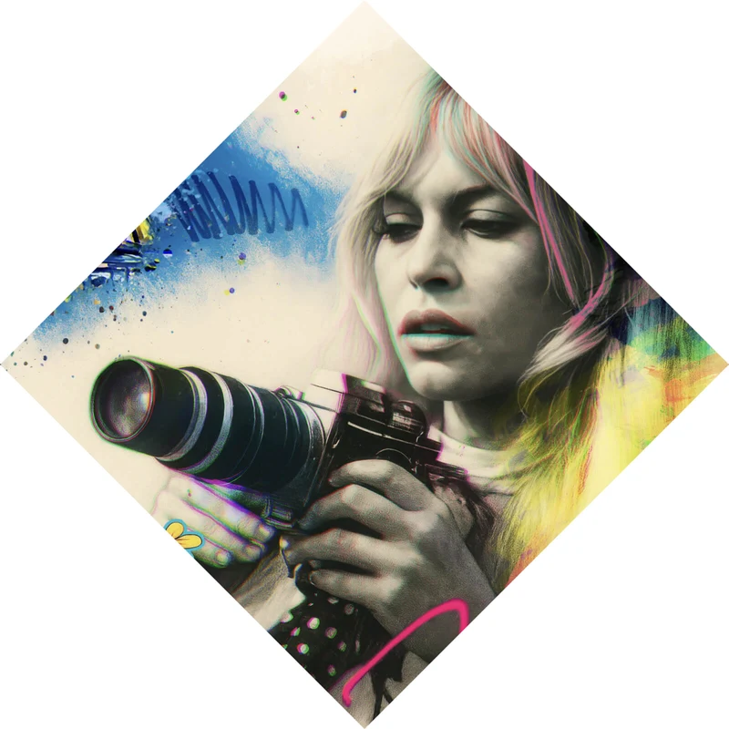 Leinwandbild Französische Film Ikone im Graffiti Stil Raute