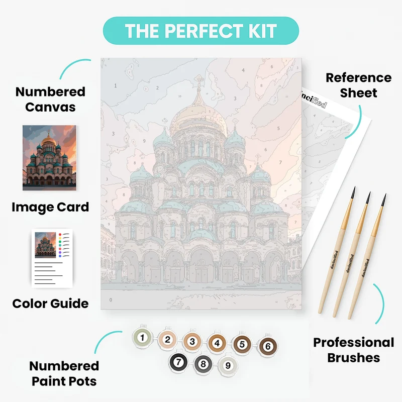 Russian Orthodox Cathedral At Sunset - Paint by Numbers Kit