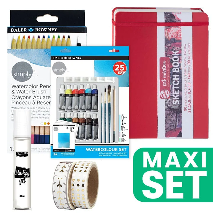 Handy Art Journal Painting Set, 21 x 14.8 cm, Watercolor, Red