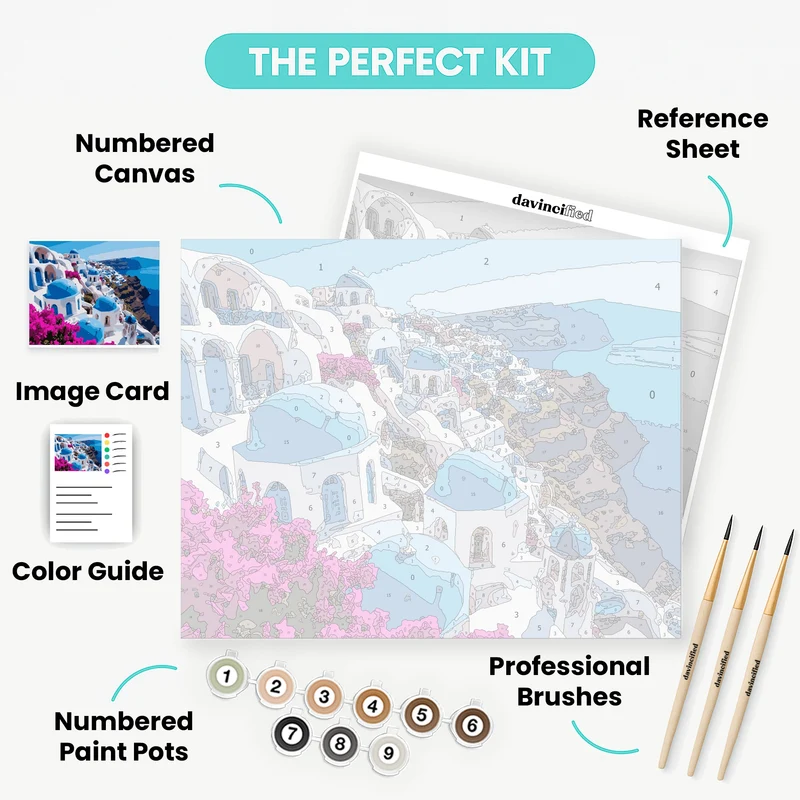 Santorini Blue Domes - Paint by Numbers Kit