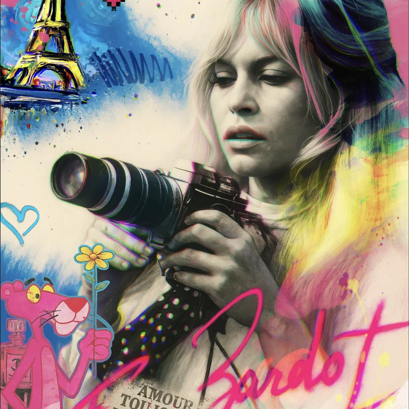 Leinwandbild Französische Film Ikone im Graffiti Stil Quadrat
