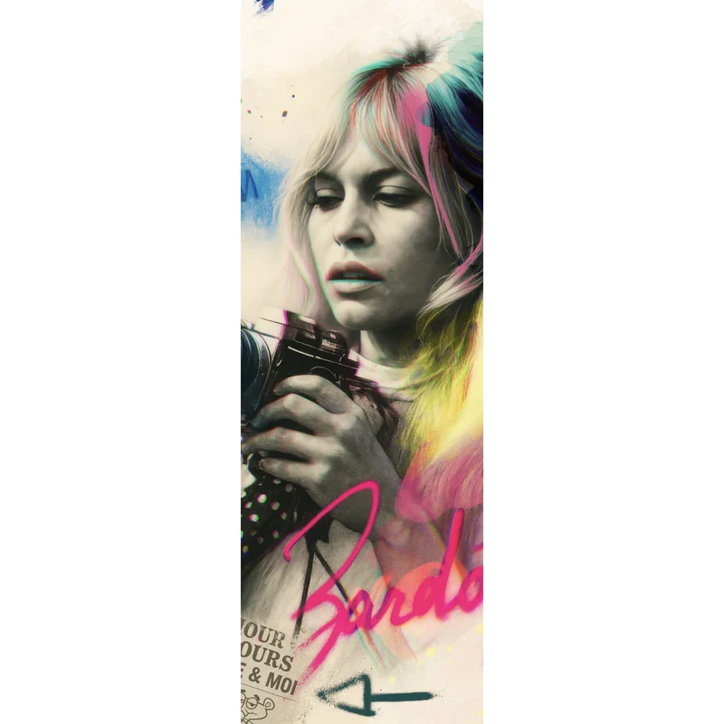 Aluminiumbild Französische Film Ikone im Graffiti Stil Panorama Hoch