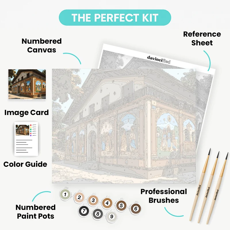 Orthodox Monastery with Religious Murals - Paint by Numbers Kit