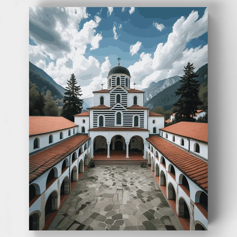 Orthodox Monastery Courtyard - Paint by Numbers Kit