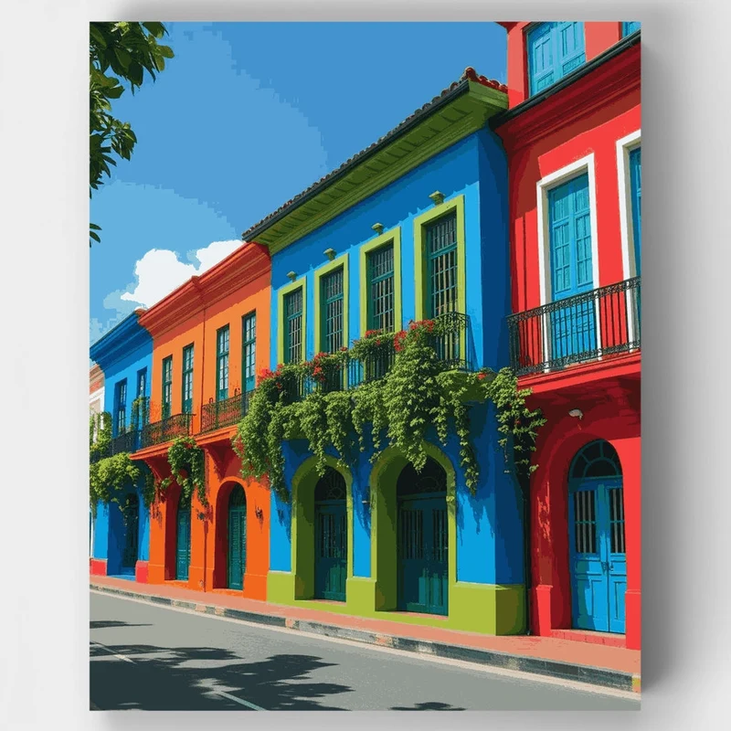 Vibrant Colonial Architecture - Paint by Numbers Kit