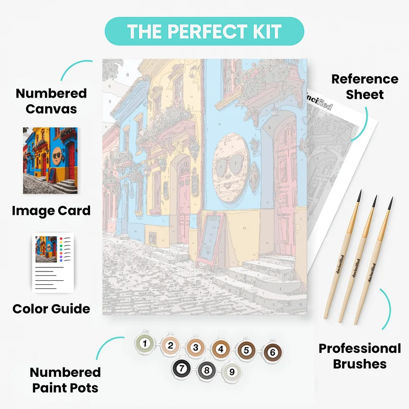 Colorful Colonial Street - Paint by Numbers Kit