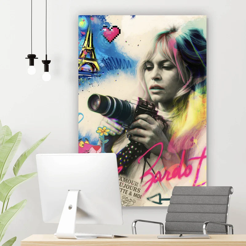 Spannrahmenbild Französische Film Ikone im Graffiti Stil Hochformat