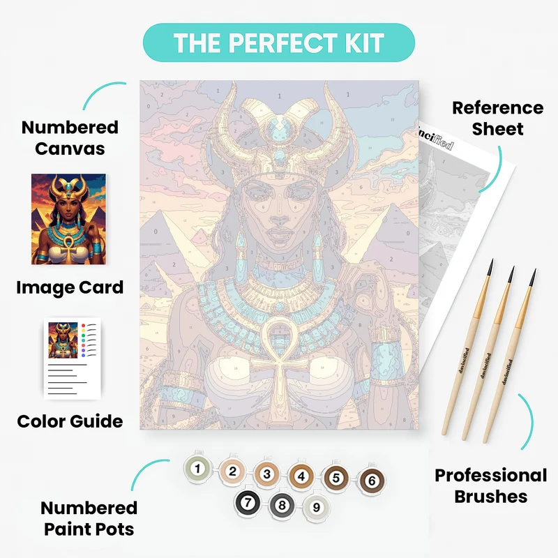 Egyptian Goddess with Golden Headdress - Paint by Numbers Kit