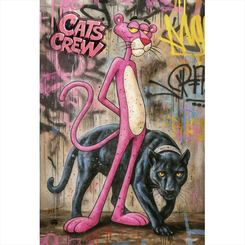 Leinwandbild Catscrew zwei Panther im Street Art Stil Hochformat