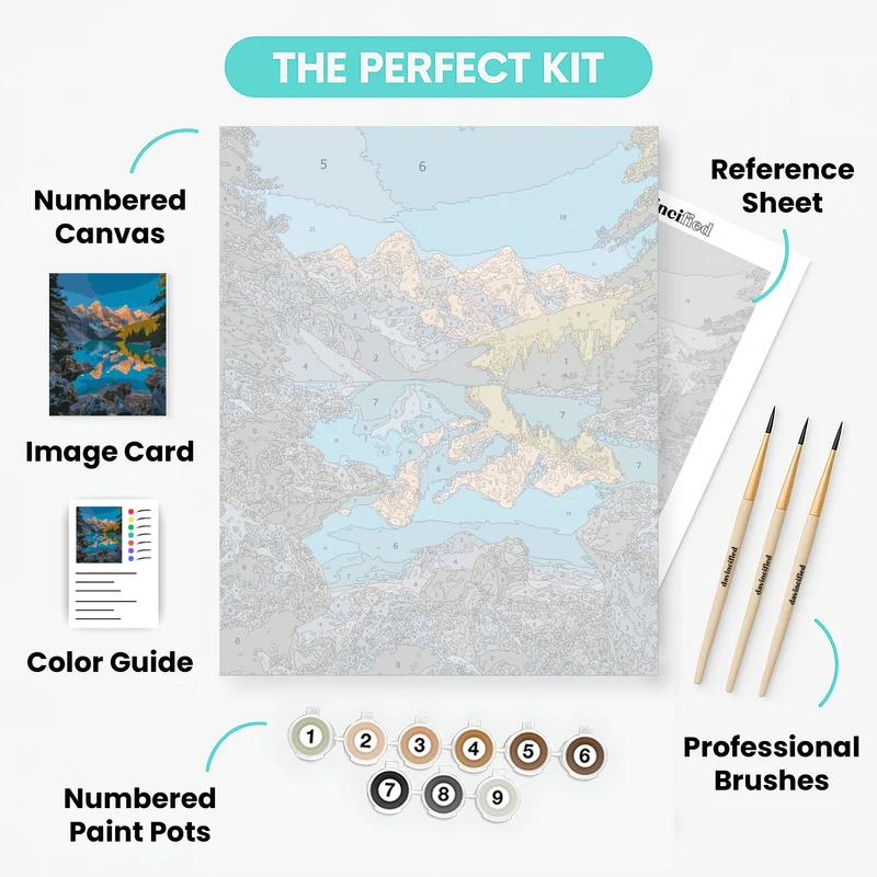 Moraine Lake Mountain Majesty - Paint by Numbers Kit