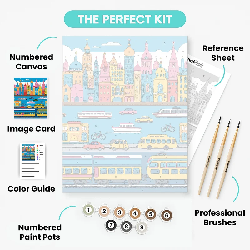 Colorful European Cityscape - Paint by Numbers Kit