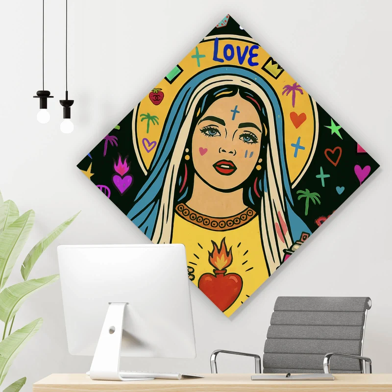 Leinwandbild Heilige Maria als buntes Pop Art Raute