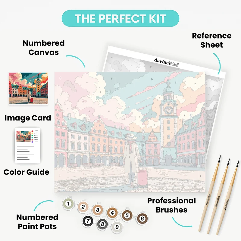 European Town Square Adventure - Paint by Numbers Kit