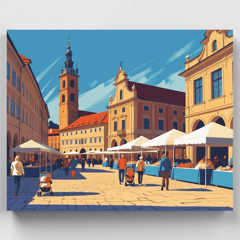 European Market Square - Paint by Numbers Kit