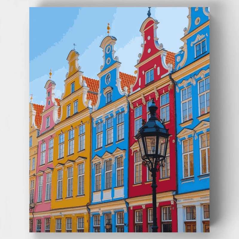 Colorful European Architecture - Paint by Numbers Kit