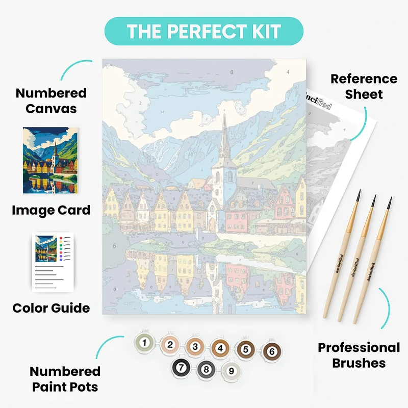 Alpine Village Church Reflection - Paint by Numbers Kit
