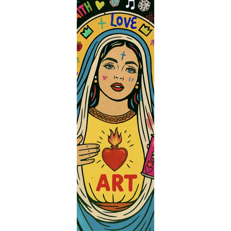 Leinwandbild Heilige Maria als buntes Pop Art Panorama Hoch