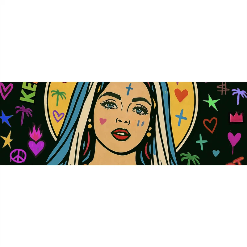 Acrylglasbild Heilige Maria als buntes Pop Art Panorama