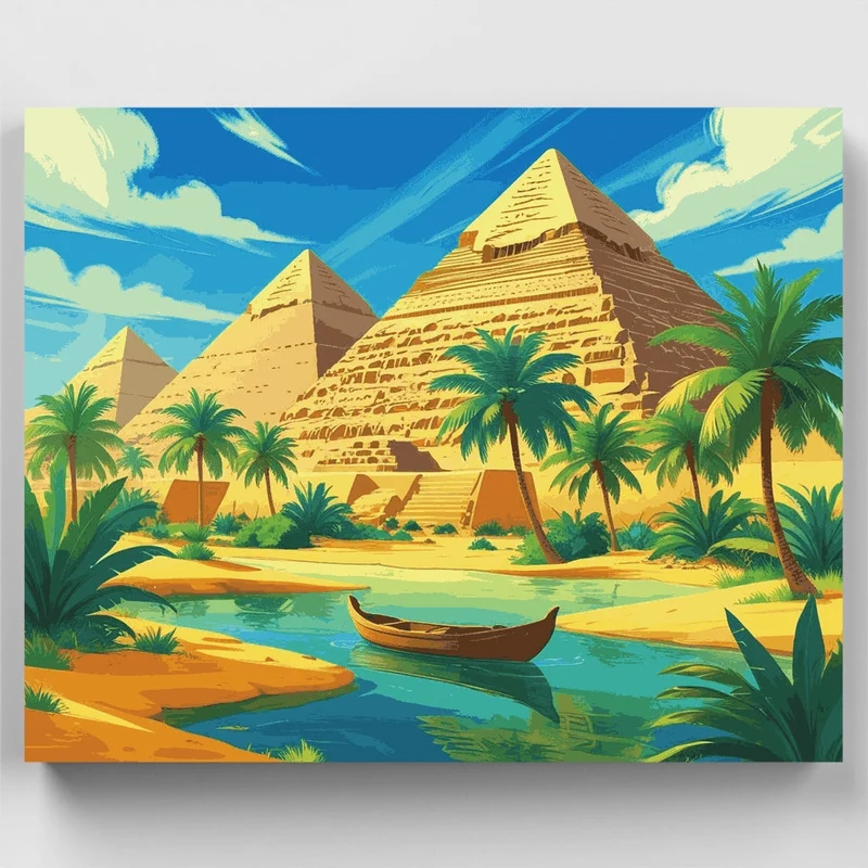 Egyptian Pyramids Oasis - Paint by Numbers Kit