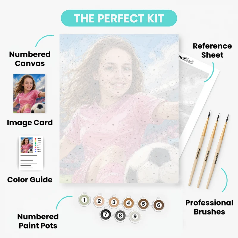 Girl Soccer Player - Custom Paint by Numbers Kit