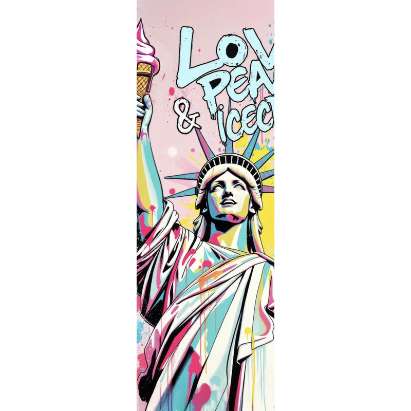 Aluminiumbild Freiheitsstatue mit Ice Cream im Pop Art Stil Panorama Hoch