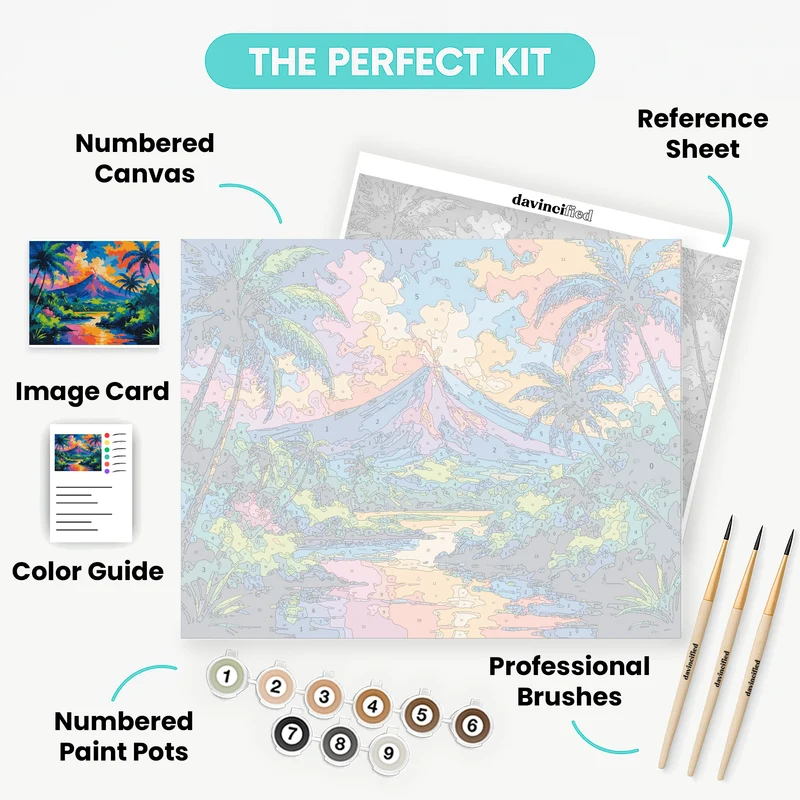 Tropical Volcano Paradise - Paint by Numbers Kit