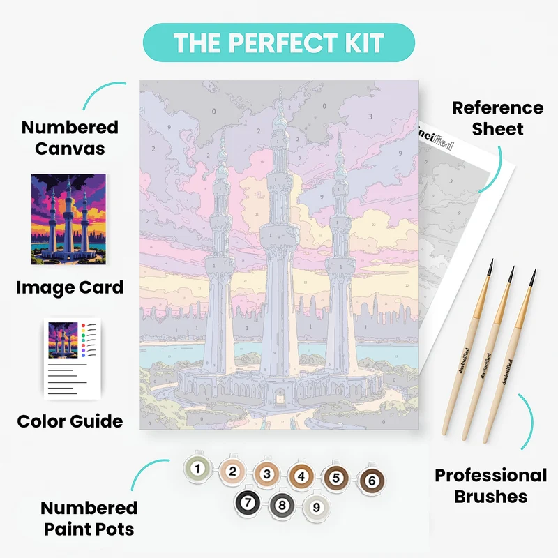 Three Towering Minarets at Sunset - Paint by Numbers Kit