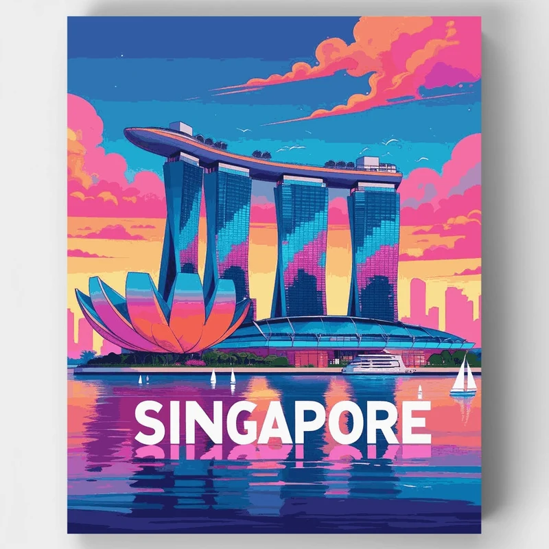 Singapore Marina Bay Sands Sunset - Paint by Numbers Kit
