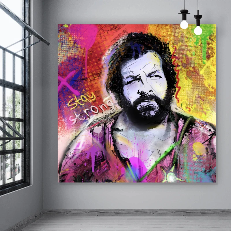 Spannrahmenbild Portrait Schauspieler in Graffiti Optik Quadrat