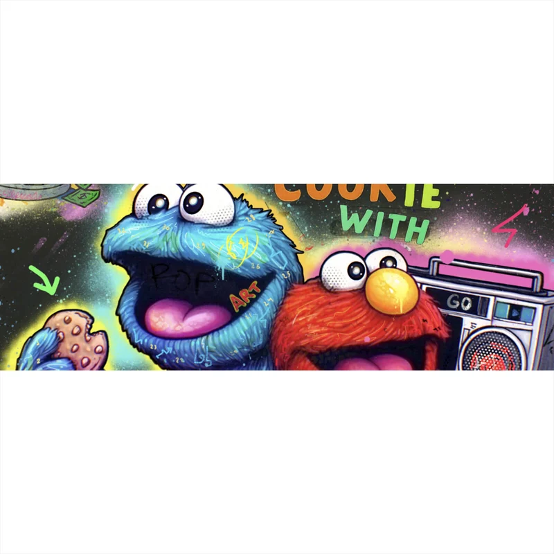 Acrylglasbild Lustige Monster vor galaktischem Hintergrund Street Art Panorama