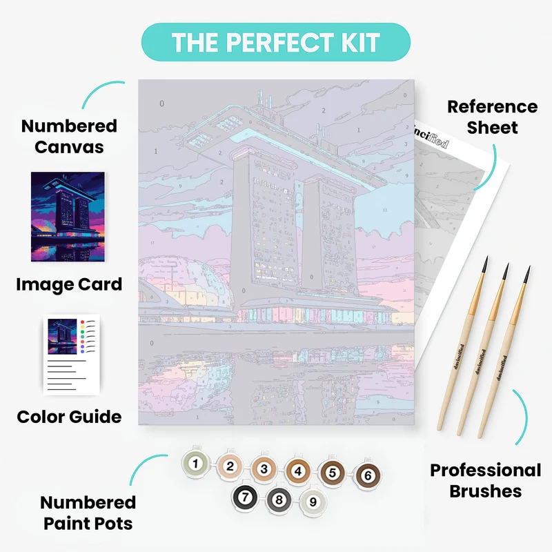 Futuristic Marina Bay Sands Singapore - Paint by Numbers Kit