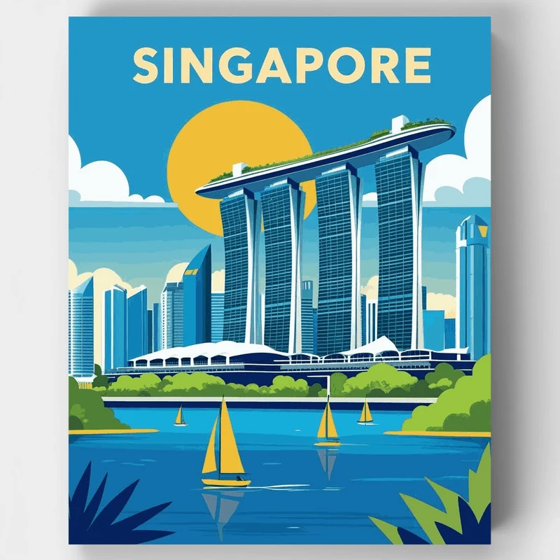 Singapore Marina Bay Sailboats - Paint by Numbers Kit
