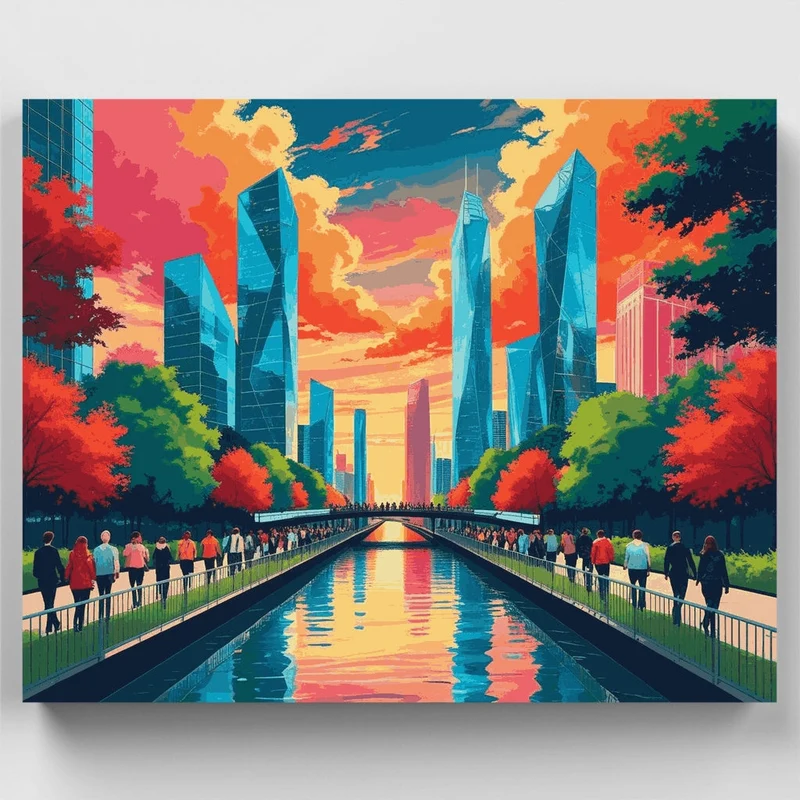 Urban Skyline Sunset - Paint by Numbers Kit