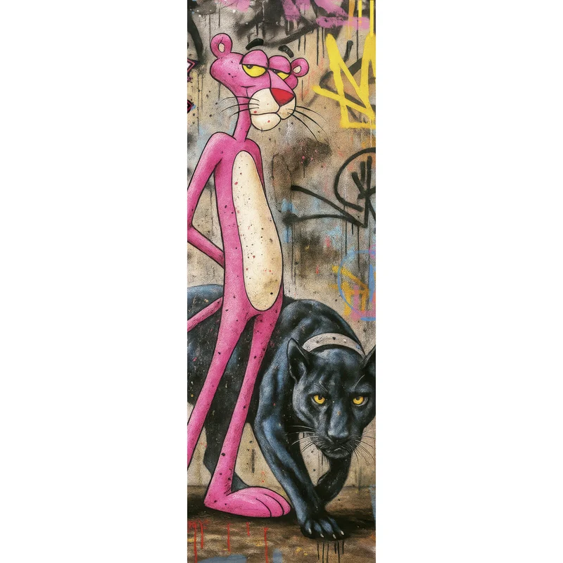 Acrylglasbild Catscrew zwei Panther im Street Art Stil Panorama Hoch