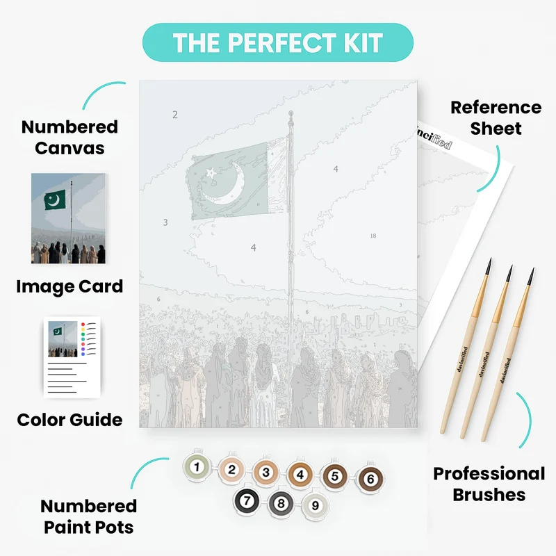 Pakistani Flag with Women - Paint by Numbers Kit