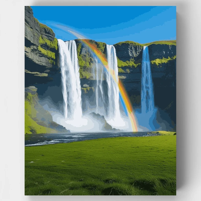 Icelandic Waterfall Rainbow - Paint by Numbers Kit