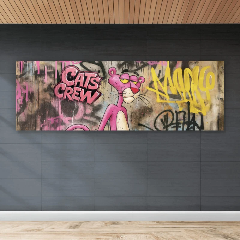 Leinwandbild Catscrew zwei Panther im Street Art Stil Panorama