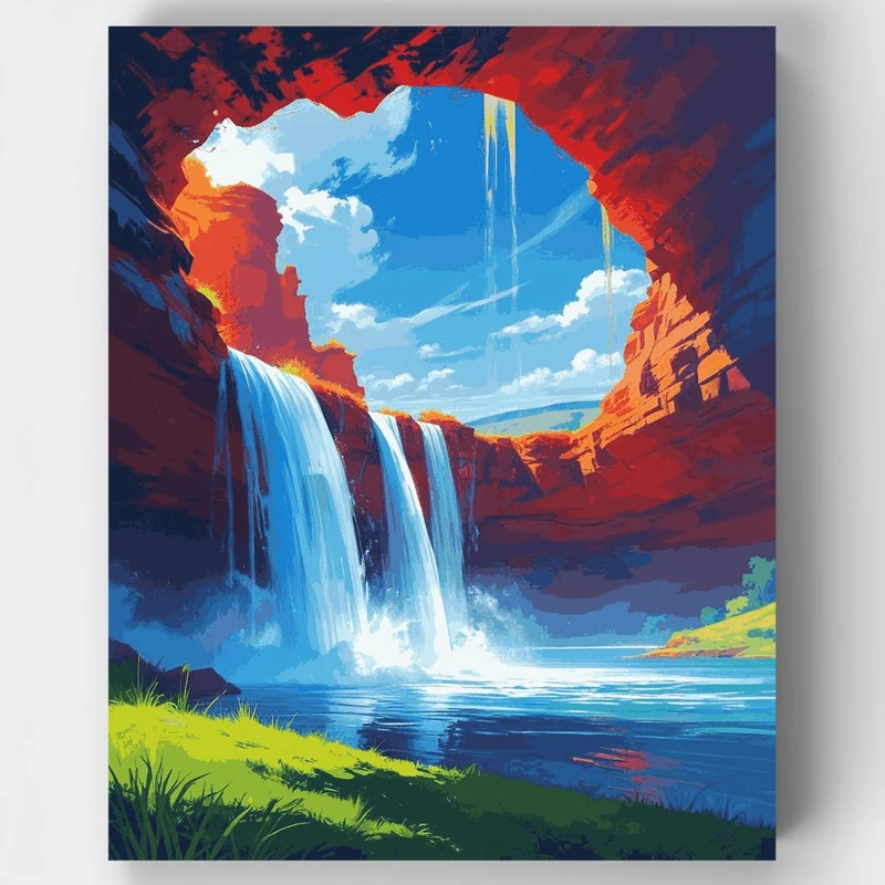 Hidden Waterfall Cave - Paint by Numbers Kit