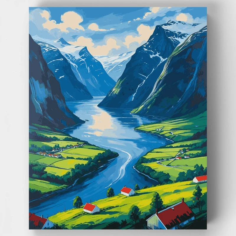 Norwegian Fjord Valley - Paint by Numbers Kit