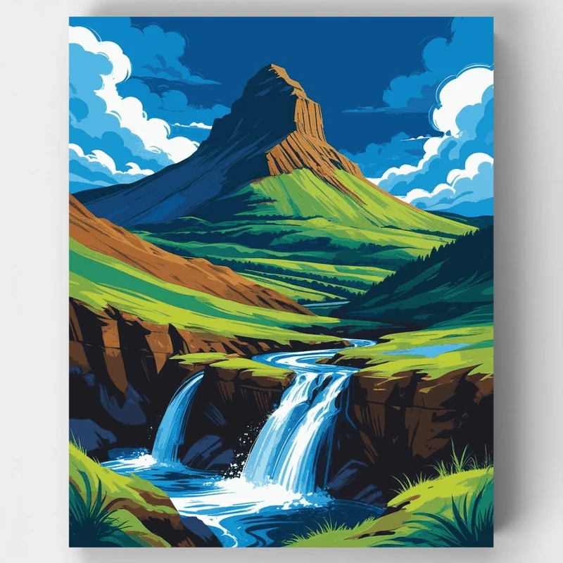 Majestic Mountain Waterfall - Paint by Numbers Kit