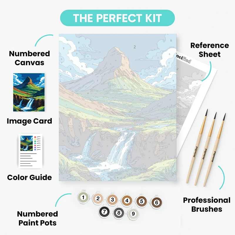 Majestic Mountain Waterfall - Paint by Numbers Kit