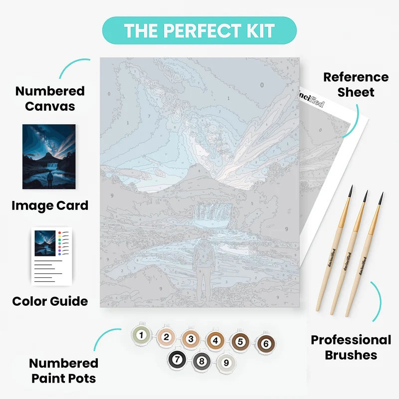 Starry Night Mountain Waterfall - Paint by Numbers Kit