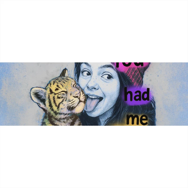 Acrylglasbild Jugendliches Mädchen mit einem Tigerjungen Street Art Panorama