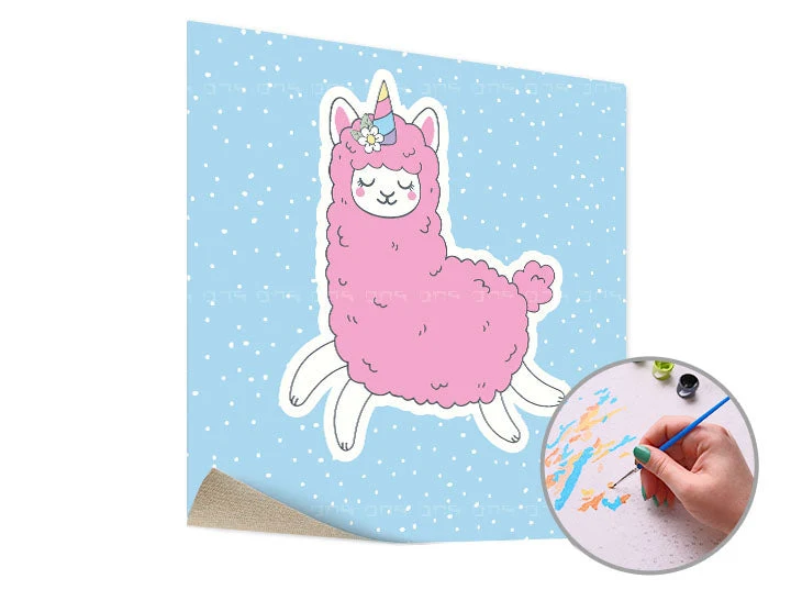 PINK LAMA SINGLE CUT Paint by Numbers | Low Difficulty