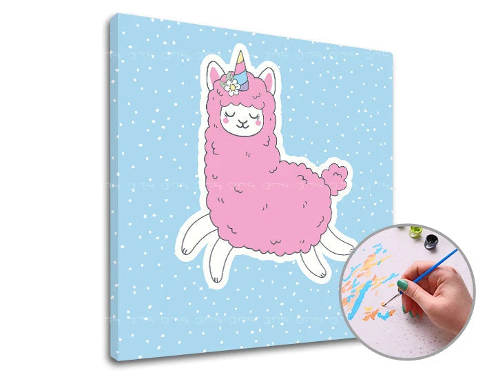 PINK LAMA SINGLE CUT Paint by Numbers | Low Difficulty