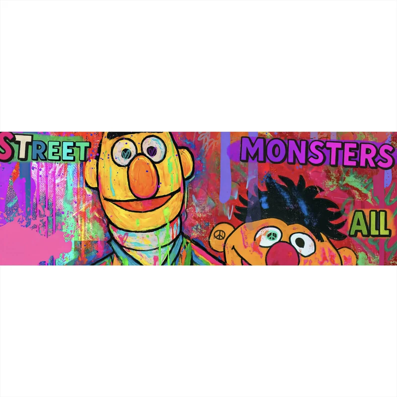 Acrylglasbild Berühmte Figuren einer Kinder Fernsehserie Pop Art Panorama