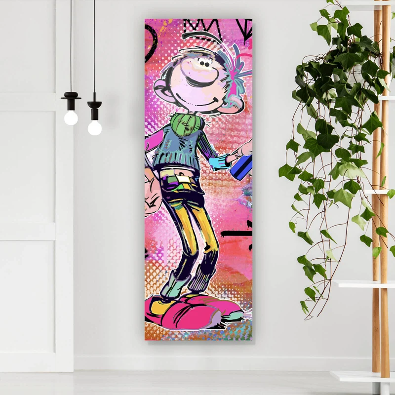 Poster Comicfigur mit Spraydose im Graffiti Stil Panorama Hoch