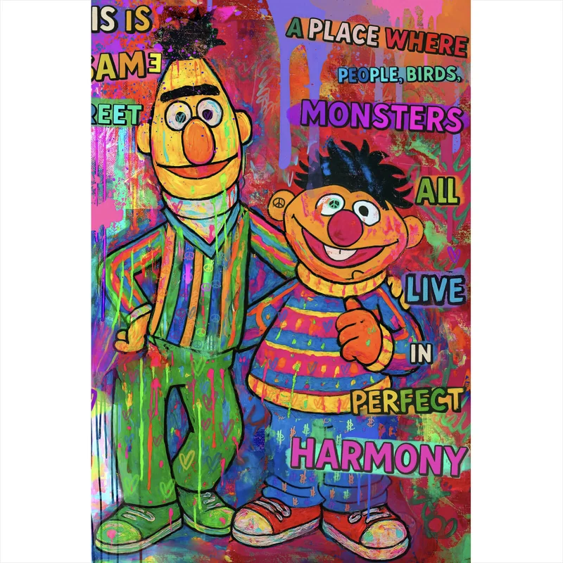 Poster Berühmte Figuren einer Kinder Fernsehserie Pop Art Hochformat