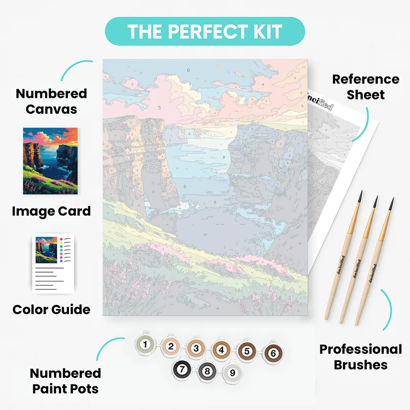 Irish Coastal Cliffs at Sunset - Paint by Numbers Kit